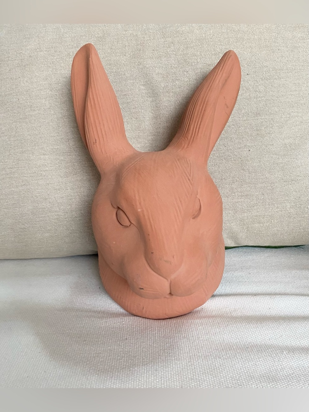 8” Rustic Terracotta Pottery 3D Rabbit Bunny Wall Art Hook Mexico Folk Art